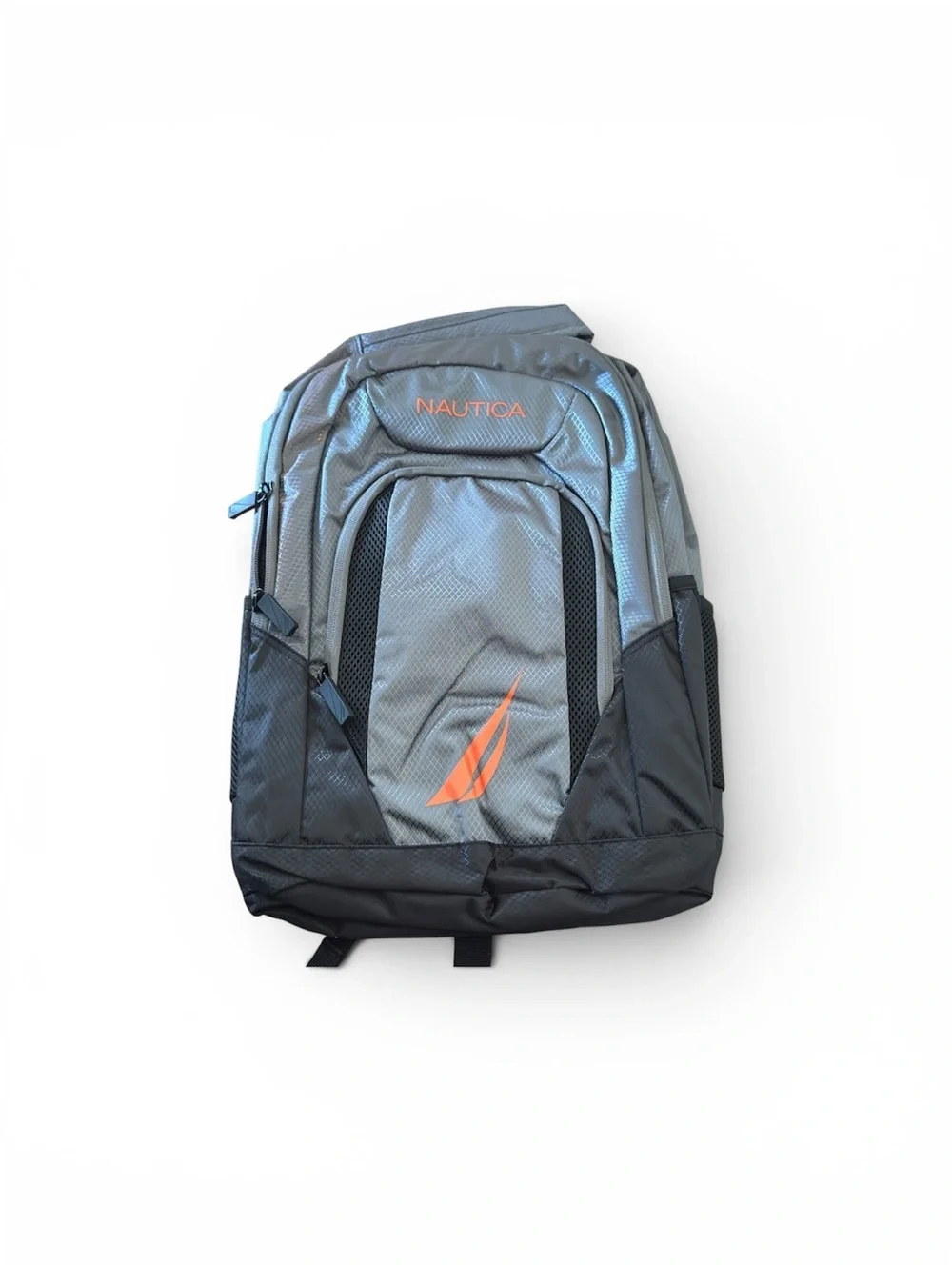 Nautica Gray and Orange Men's Backpack with Nautical Logo